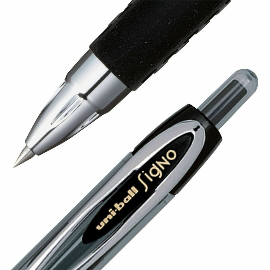 uniball™ 207 Gel Pen - 0.5 mm Micro Pen Point - Refillable - Retractable - Black Ink - Pigment-based - 1 Dozen