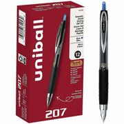 uniball™ 207 Gel Pen - 0.5 mm Micro Pen Point - Refillable - Retractable - Blue Ink - Pigment-based - 1 Dozen