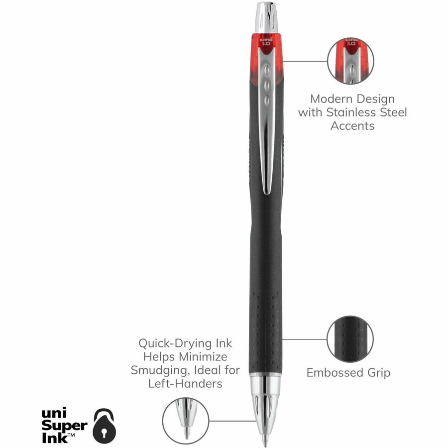 uniball™ Jetstream RT Ballpoint Pen - 1 mm Medium Pen Point - Retractable - Red Ink - Pigment-based - 1 Dozen