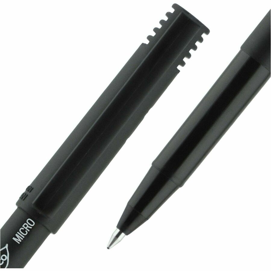 uniball™ Onyx Rollerball Pens - 0.5 mm Micro Conical Pen Point - Black Ink - Dye-based - Matte Black Barrel - Metal Tip - 1 Dozen
