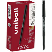 uniball™ Onyx Rollerball Pens - 0.7 mm Fine Conical Pen Point - Black Ink - Dye-based - Matte Black Barrel - Metal Tip - 1 Dozen
