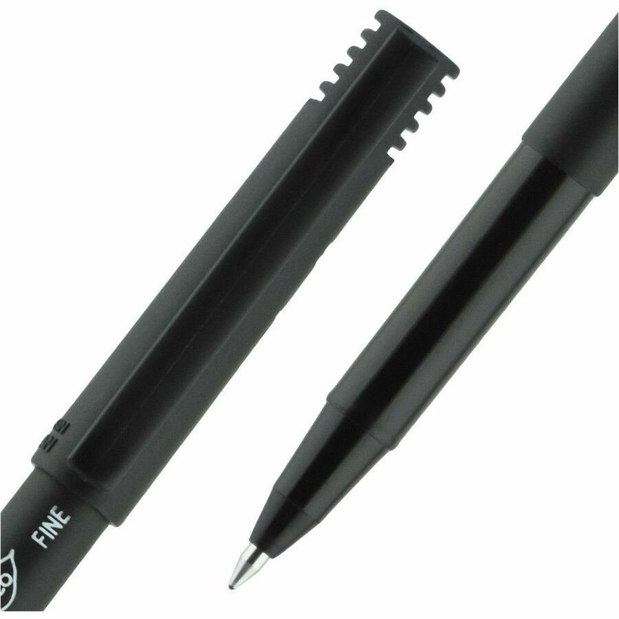 uniball™ Onyx Rollerball Pens - 0.7 mm Fine Conical Pen Point - Black Ink - Dye-based - Matte Black Barrel - Metal Tip - 1 Dozen