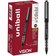 uniball™ Vision Rollerball Pens - 0.5 mm Micro Pen Point - Black Ink - Pigment-based - 1 Dozen