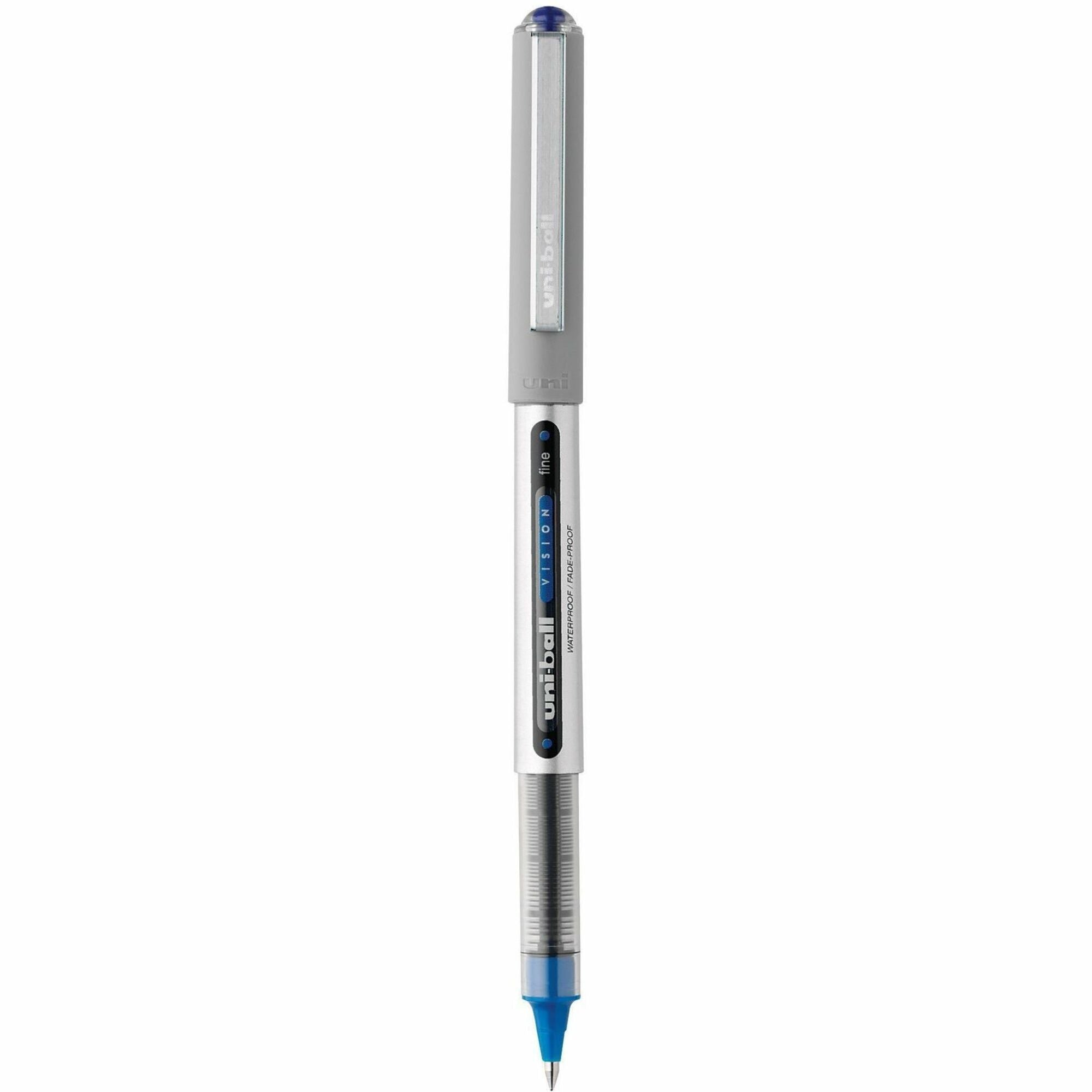 uniball™ Vision Rollerball Pens - 0.7 mm Fine Pen Point - Blue Ink - Pigment-based - 1 Dozen