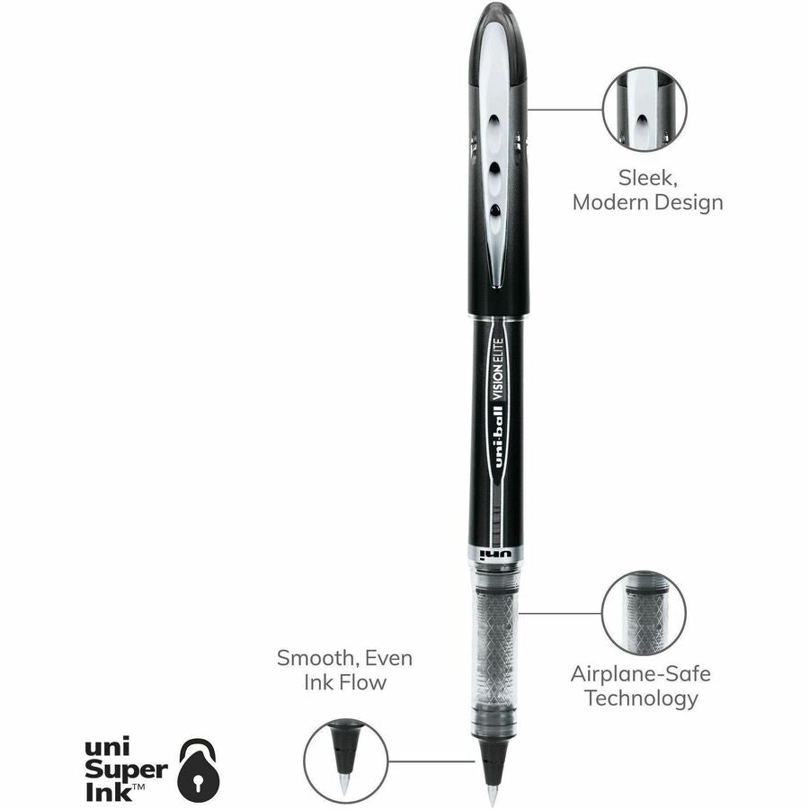 uniball™ Vision Elite Rollerball Pen - 0.5 mm Micro Pen Point - Black Ink - 1 Each