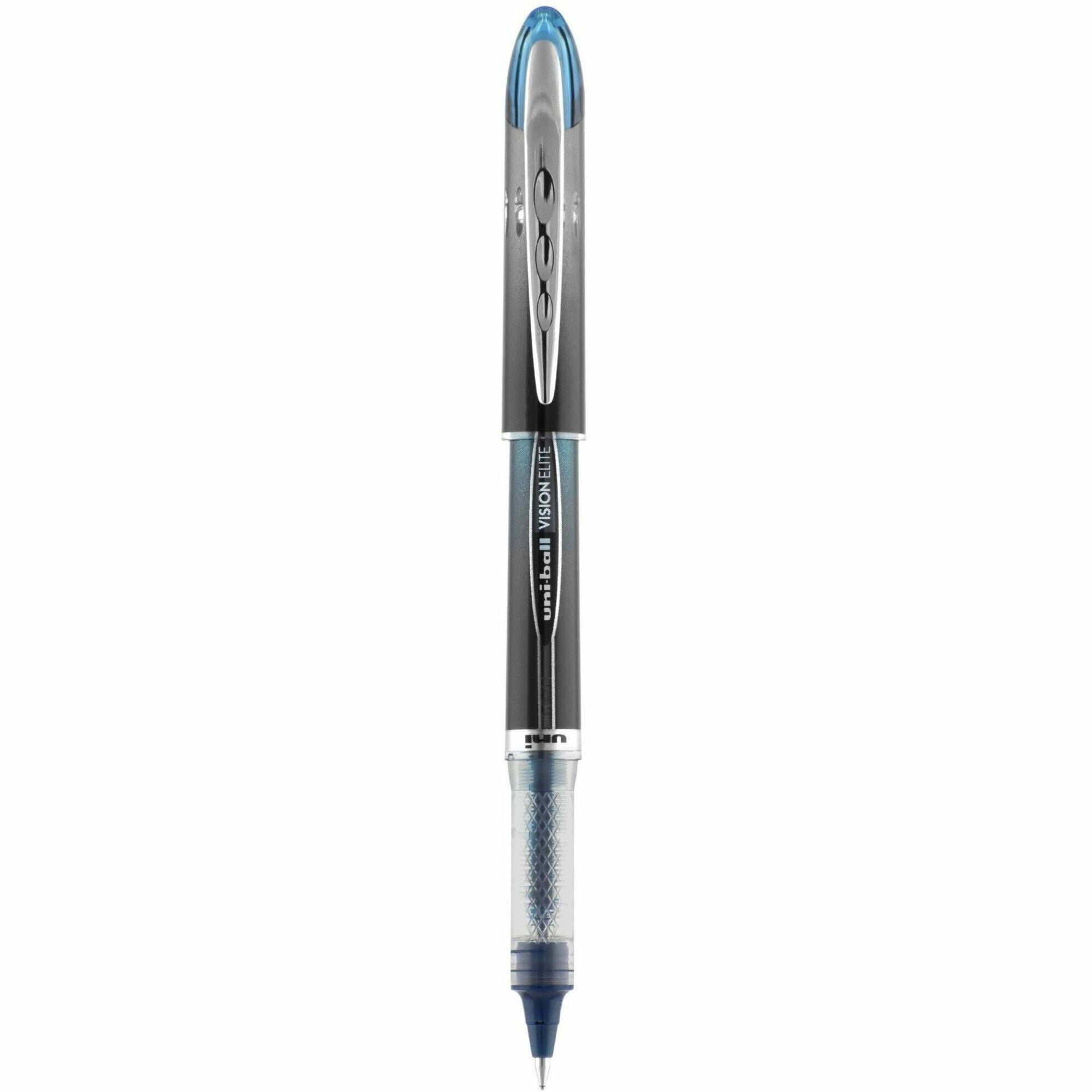 uniball™ Vision Elite BLX Rollerball Pen - 0.5 mm Micro Pen Point - Black/Blue Ink - Pigment-based - 1 Each