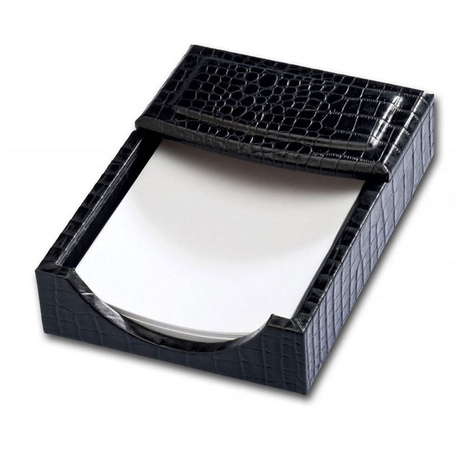 Dacasso Embossed Leather Desk Set, 7-Piece, Black Crocodile Embossed, Includes Desk Pad, Letter Tray, Pencil Cup, Memo Holder, Letter Holder, Business Card Holder, Library Set, 1 Each