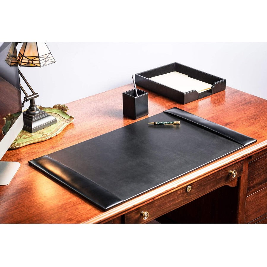Dacasso Bonded Leather Desk Set, Black, 3-Piece, Includes Desk Pad, Letter Tray, Pencil Cup, 1 Each