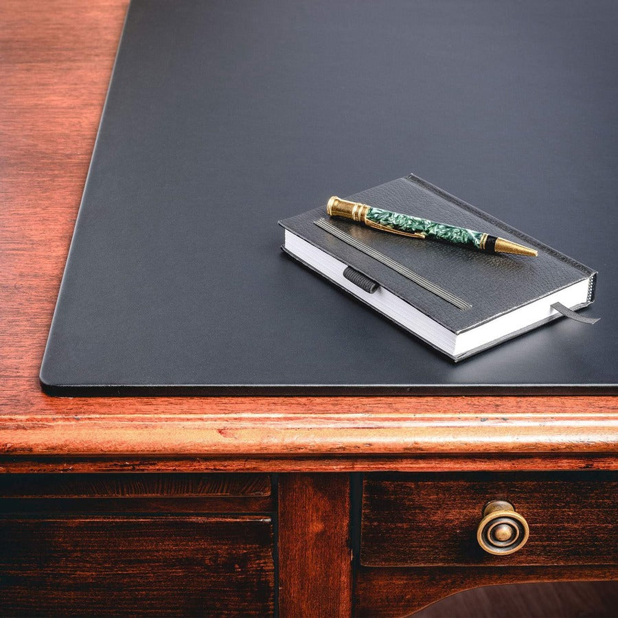 Dacasso Leatherette Desk Mat - Rectangular - 30" Width x 19" Depth - Felt Backing - Leatherette - Black