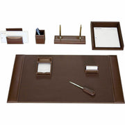 Dacasso Rustic Leather Desk Set, 8-Piece, 1 Each