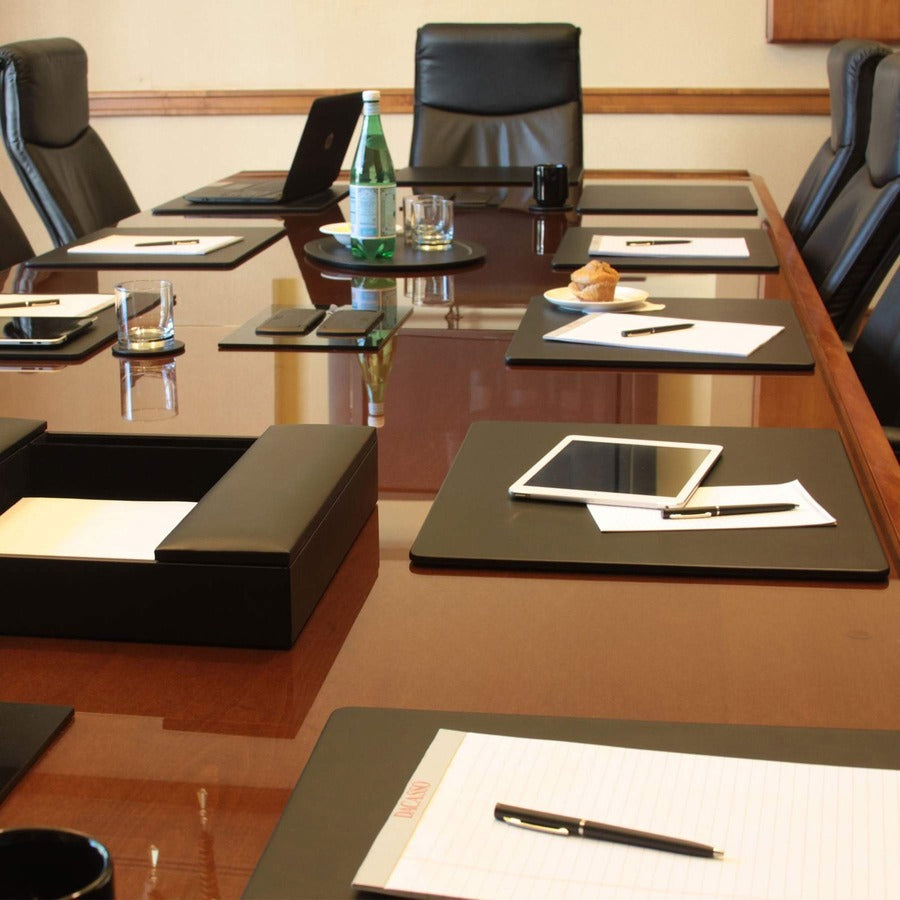 Dacasso Leather Conference Table Pad - Rectangular - 22" Width x 16" Depth - Felt Black Backing - Top Grain Leather - Black