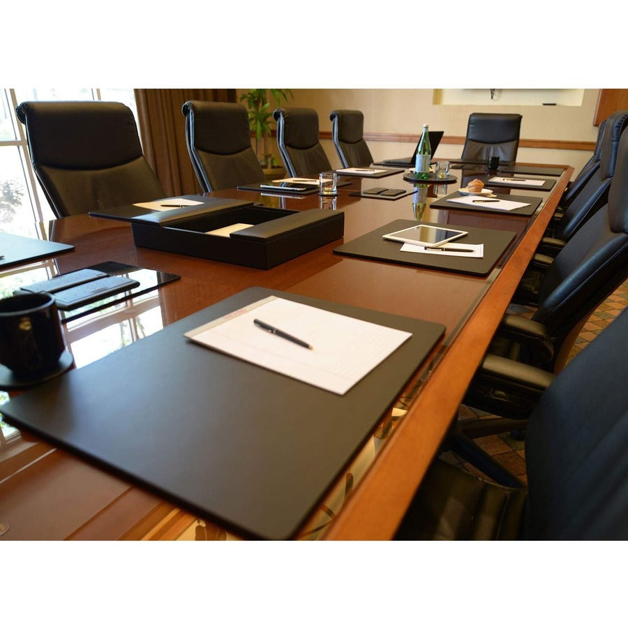 Dacasso Leather Conference Table Pad - Rectangular - 22" Width x 16" Depth - Felt Black Backing - Top Grain Leather - Black