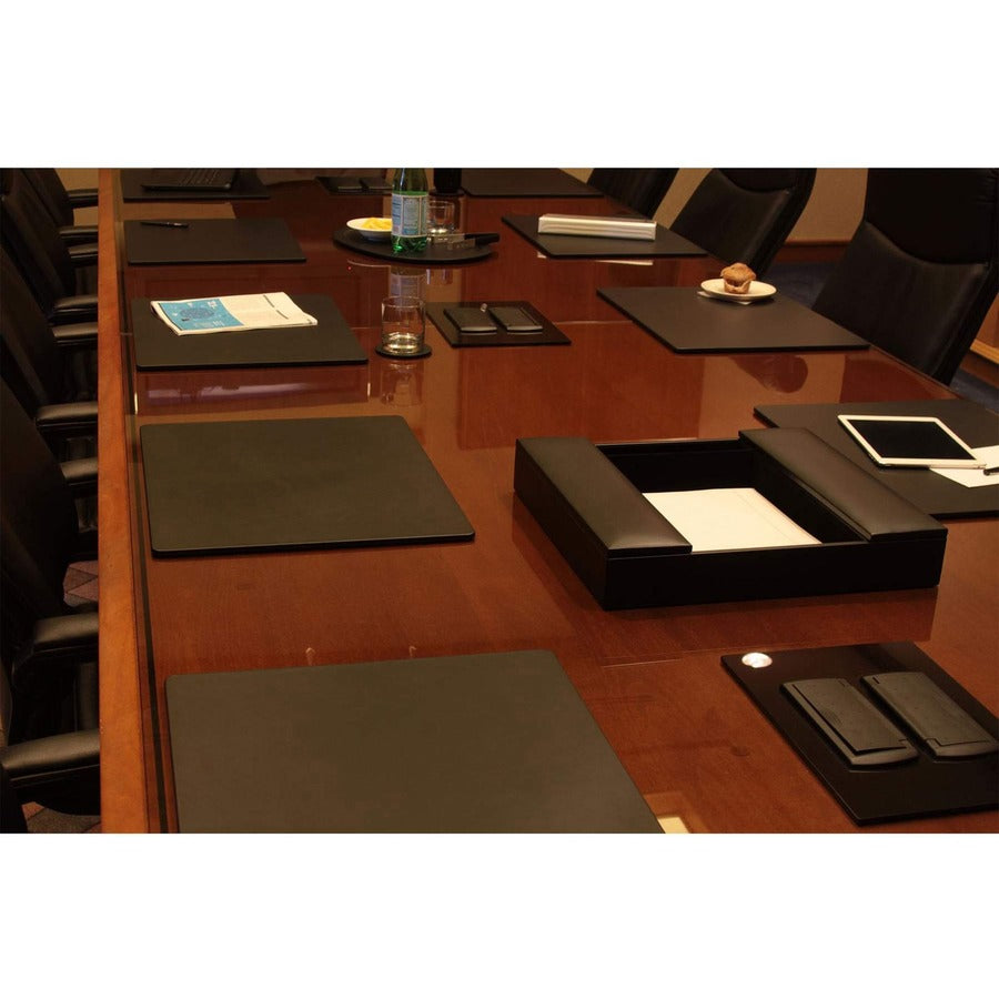 Dacasso Leather Conference Table Pad - Rectangular - 22" Width x 16" Depth - Felt Black Backing - Top Grain Leather - Black