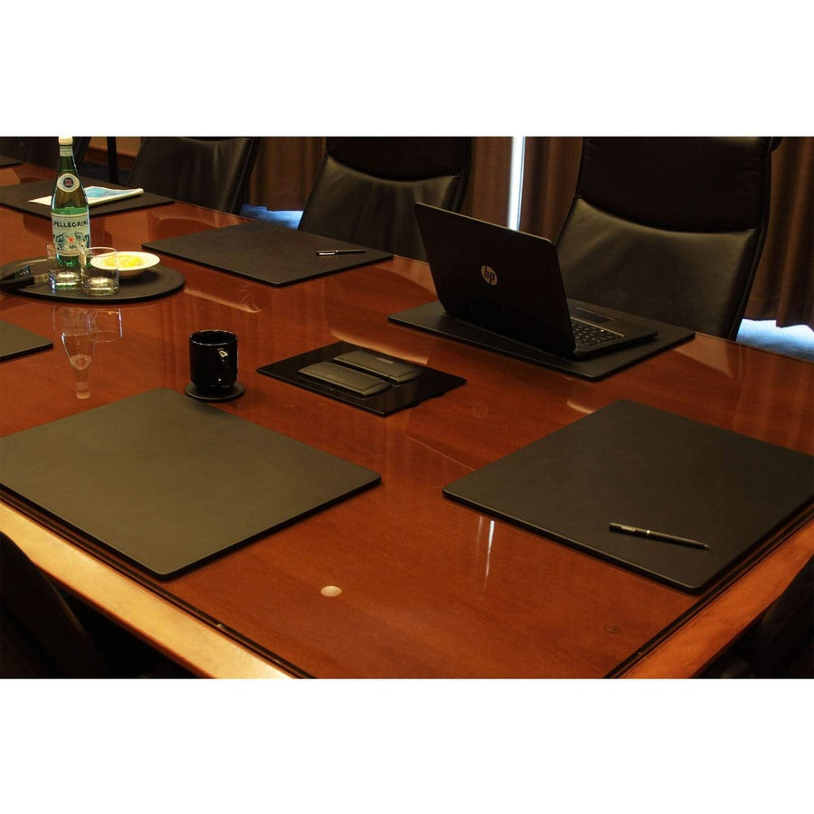 Dacasso Leather Conference Table Pad - Rectangular - 22" Width x 16" Depth - Felt Black Backing - Top Grain Leather - Black