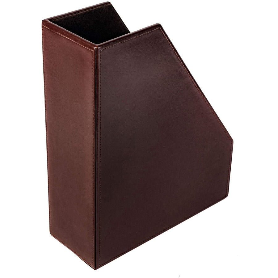 Dacasso Bonded Leather Magazine Rack - 12.50" Height x 4" Width x 10.13" Depth - Desktop - Dark Brown - Leather - 1 Each