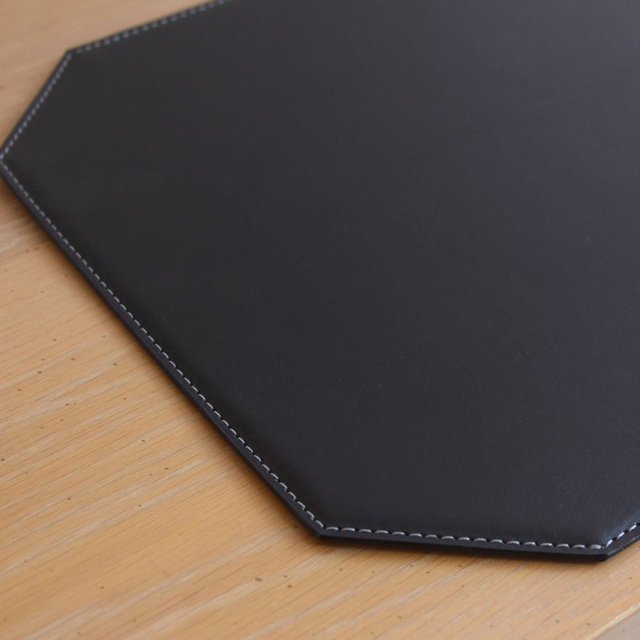 Dacasso Leatherette Cut Corner Placemat - Home, Office, Conference Room - 17" Length x 12" Width x 0.170" Thickness - Rectangular - Synthetic Suede, Leatherette, Synthetic Leather - Black - 1 Each