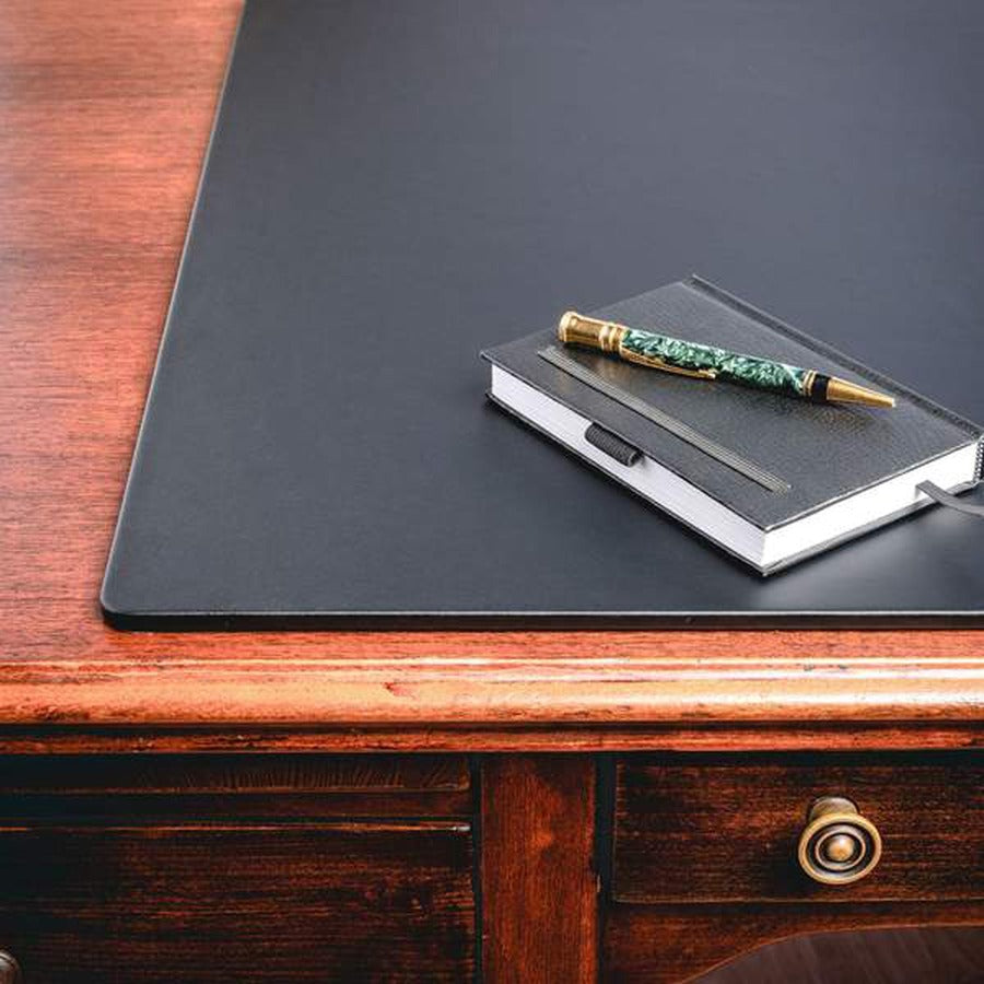 Dacasso Leatherette Desk Mat - Rectangular - 38" Width x 24" Depth - Felt Backing - Leatherette - Black
