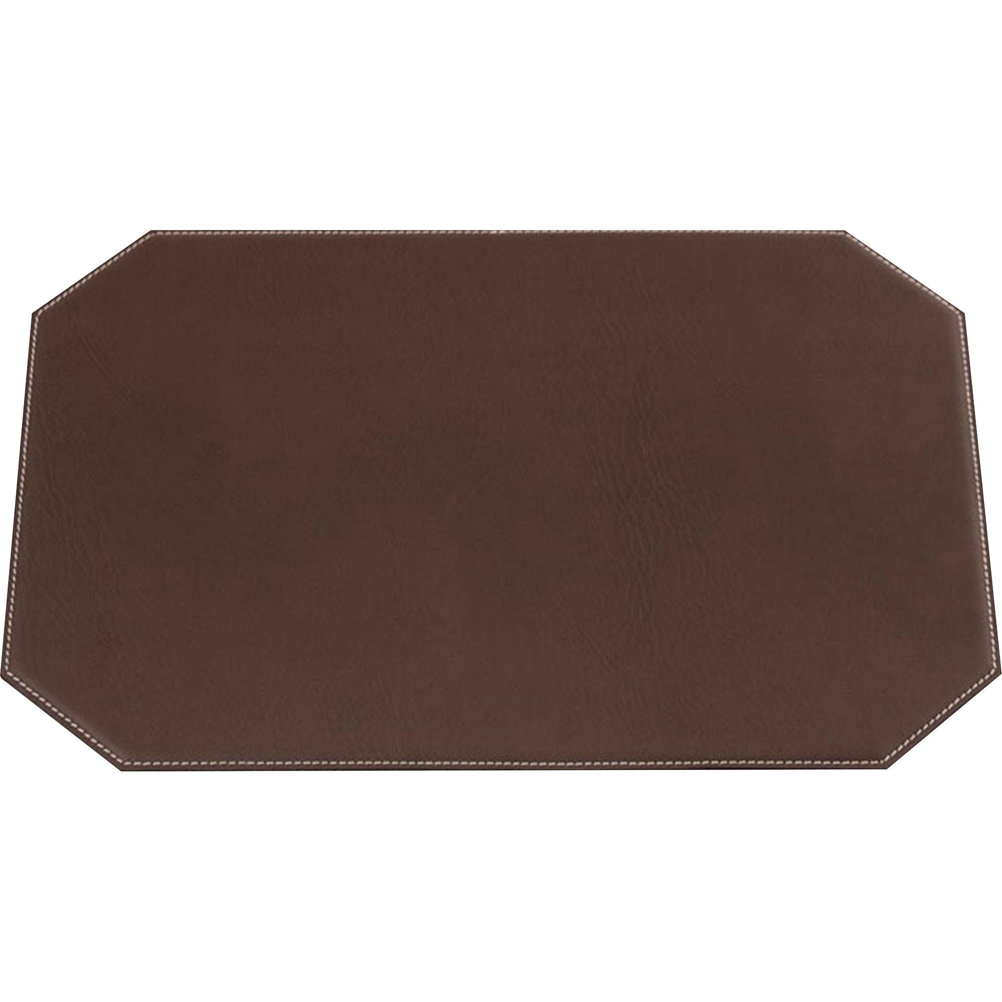 Dacasso Leatherette Cut Corner Placemat - Home, Office, Conference Room - 17" Length x 12" Width - Rectangular - Synthetic Suede, Leatherette, Synthetic Leather - Brown - 1 Each