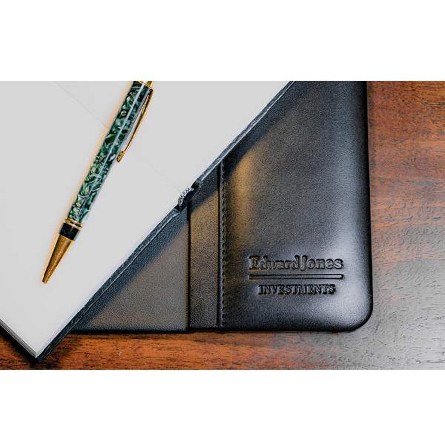 Dacasso Leather Side-Rail Desk Pad - Rectangular - 22" Width x 14" Depth - Felt Black Backing - Top Grain Leather - Black