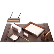 Dacasso Leather Desk Set, Eight-Piece, Chocolate Brown, 1 Each