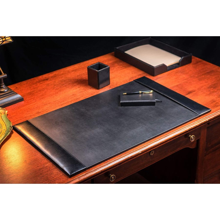 Dacasso Bonded Leather Desk Pad - Rectangular - 30" Width x 18" Depth - Felt Backing - Bonded Leather - Black