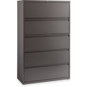 Lorell Fortress Series Lateral File with Roll-out Posting Shelf, 42"W x 18.6"D x 67.6"H, 1 Shelf, 5 Drawers, Medium Tone Steel, Recycled Content, Greenguard Certified, Packaged Quantity: 1 Each