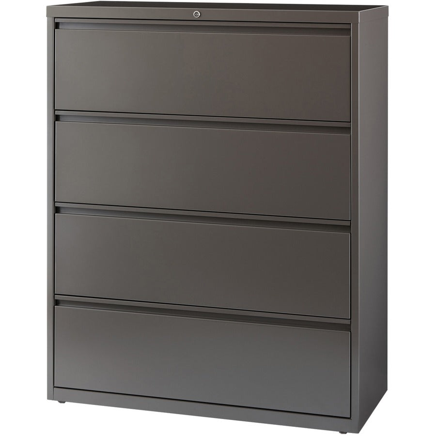Lorell Fortress Series Lateral File, 4-Drawer, 42"W x 18.6"D x 52.5"H, Lateral, Steel, Medium Tone, Magnetic Label Holders, Lockable, Adjustable Levelers, Recycled Content, 1 Each