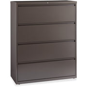Lorell Fortress Series Lateral File, 4-Drawer, 42"W x 18.6"D x 52.5"H, Lateral, Steel, Medium Tone, Magnetic Label Holders, Lockable, Adjustable Levelers, Recycled Content, 1 Each