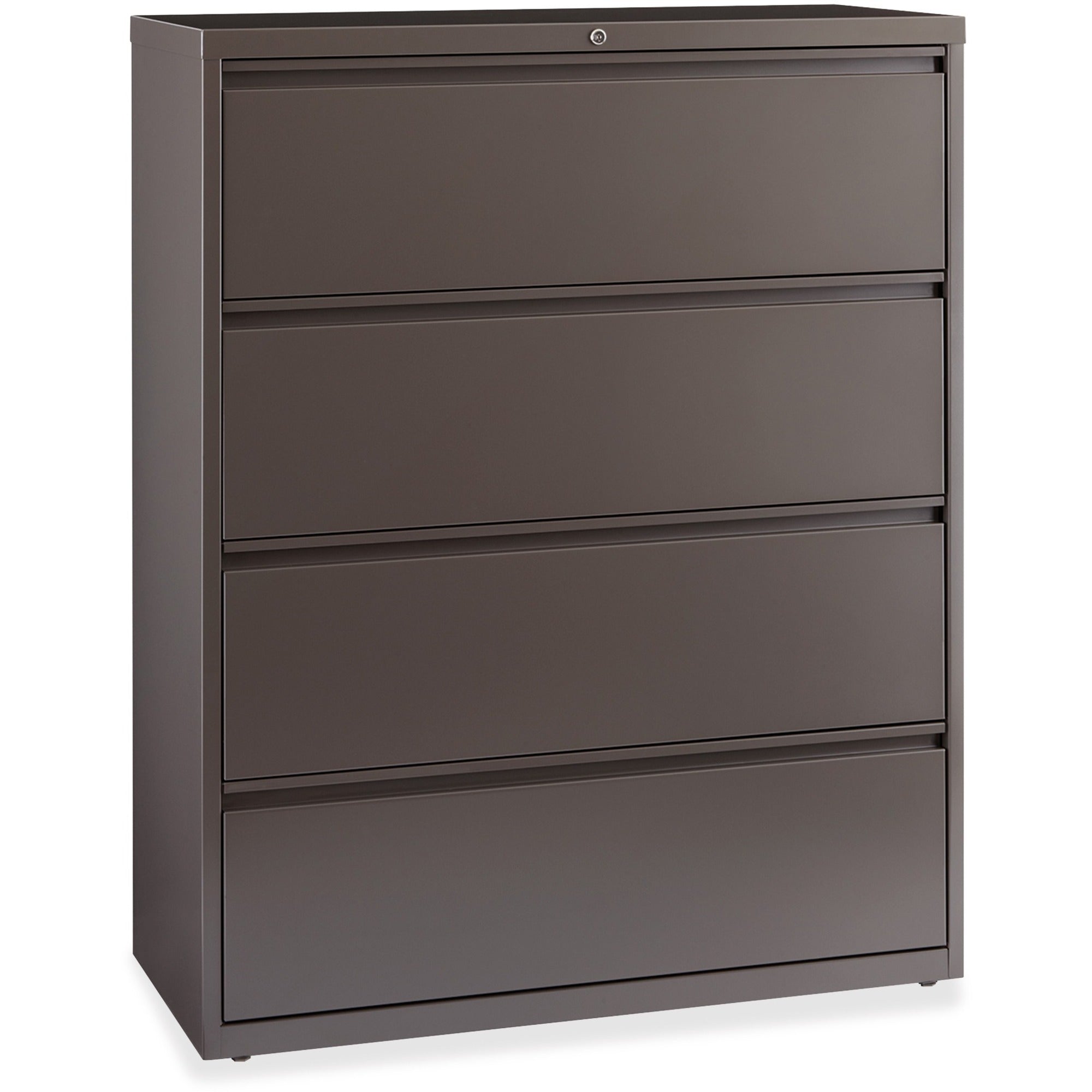 Lorell Fortress Series Lateral File, 4-Drawer, 42"W x 18.6"D x 52.5"H, Lateral, Steel, Medium Tone, Magnetic Label Holders, Lockable, Adjustable Levelers, Recycled Content, 1 Each