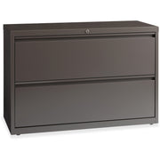 Lorell Fortress Series Lateral File, 42"W x 18.6"D x 28"H, Medium Tone Steel, 2 Drawers, 1 Shelf, Packaged Quantity: 1