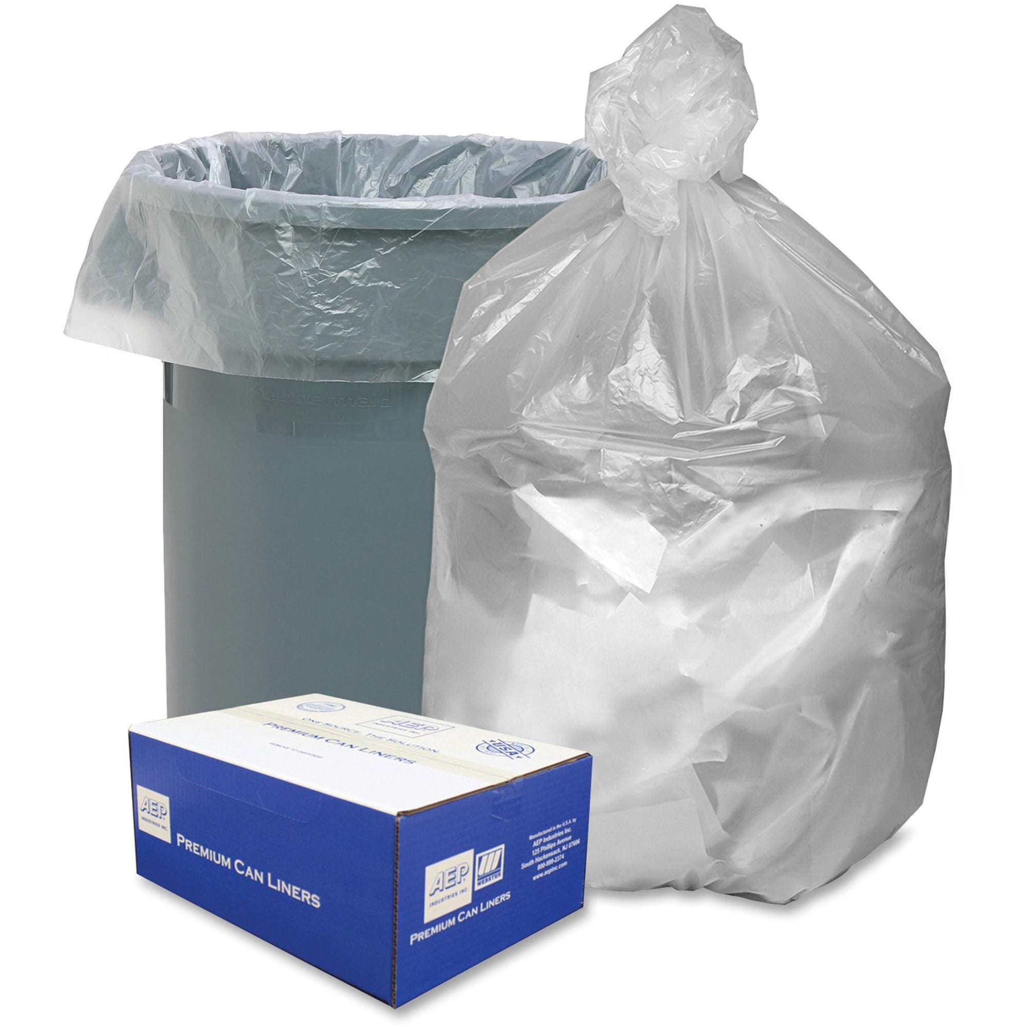Berry High Density Commercial Can Liners - Large Size - 45 gal Capacity - 48" Length x 40" Width x 0.31 mil (8 Micron) Thickness - High Density - Natural - Resin - Garbage - 250 / Carton