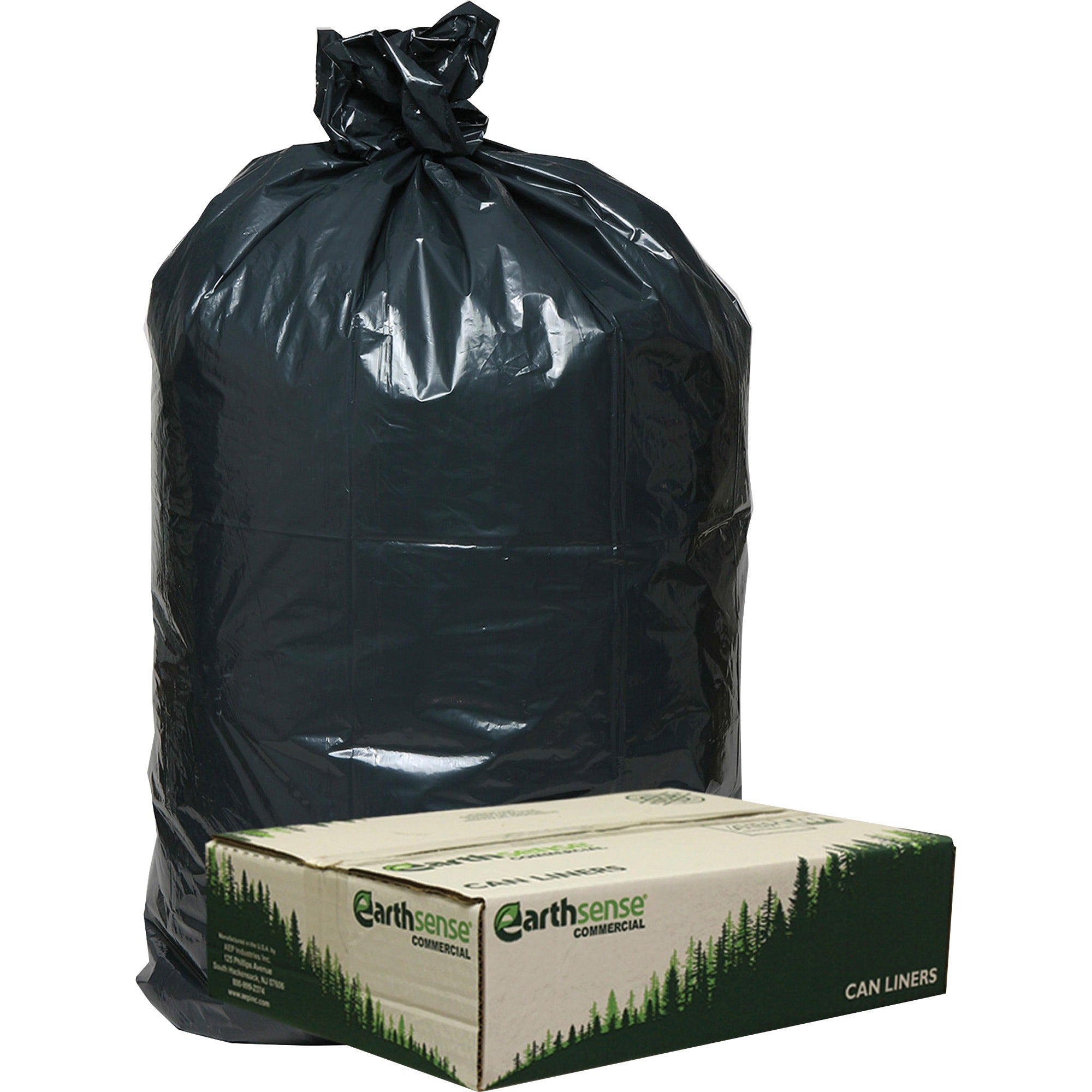 Medium Size - 33 gal Capacity - 40" Length x 32.50" Width x 0.90 mil (23 Micron) Thickness - Low Density - Black - Plastic, Resin - Garbage - Recycled - 80 / Carton
