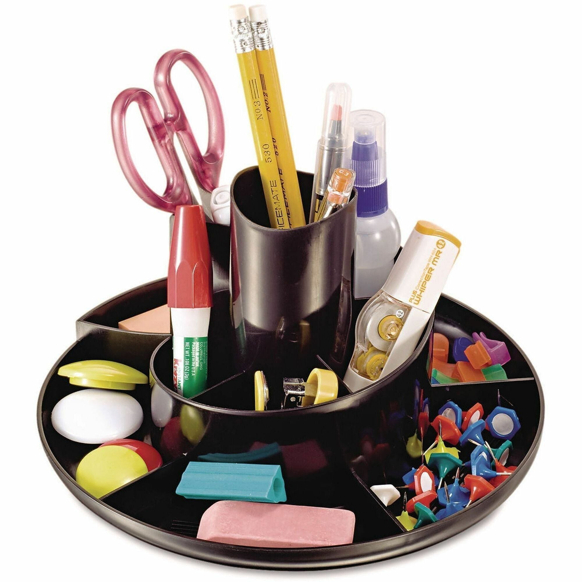 11 Compartment(s) - 5.38" Height - Black - Plastic - 1 Each