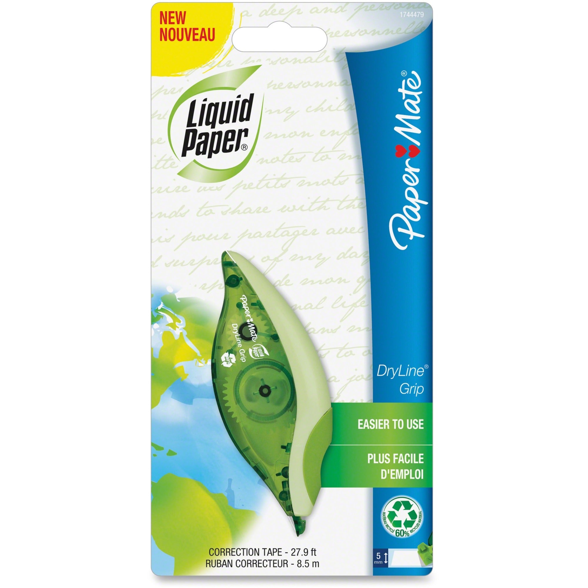 0.20" Tape Width x 27.90 ft Tape Length - 1 Line(s) - Ergonomic Green Dispenser - Tear Resistant, Break Resistant, Quick Drying, Comfortable Grip - Green - 1 Each