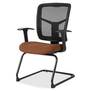 Lorell ErgoMesh Series Mesh Back Guest Chair with Arms - Canyon Nutmeg Seat Color - Vinyl, Fabric Seat Material - Black Back Color - Mesh Back Material - Cantilever Base - Armrest - 1 Each