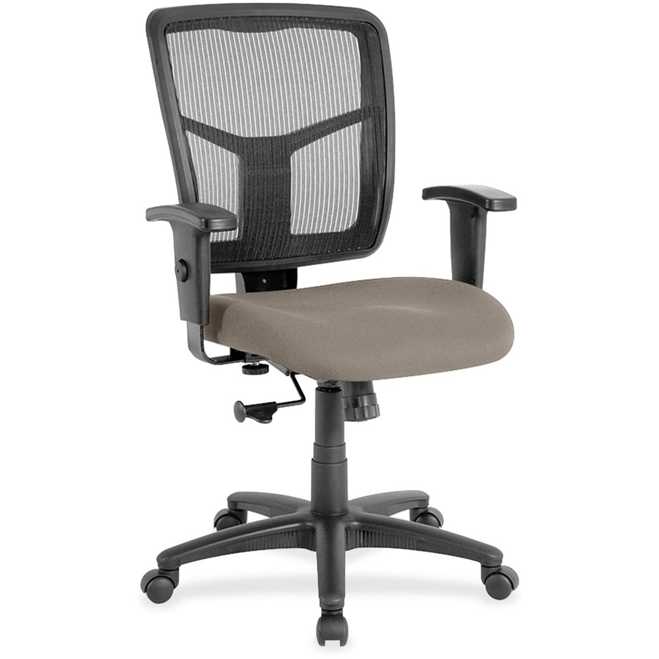 Lorell Ergomesh Managerial Mesh Mid-back Chair, Fabric Seat, Black Back and Frame, 5-star Base, 1 Each