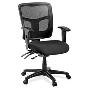 Lorell ErgoMesh Series Managerial Mesh Mid-Back Chair - Expo Tuexdo Seat Color - Fabric Seat Material - Black Back Color - Black Frame Color - 5-star Base - Black - 1 Each