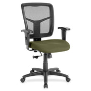Lorell Ergomesh Managerial Mesh Mid-back Chair - Expo Leaf Seat Color - Fabric Seat Material - Black Back Color - Black Frame Color - 5-star Base - 1 Each