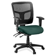 Lorell ErgoMesh Series Managerial Mesh Mid-Back Chair - Forte Chive Seat Color - Fabric Seat Material - Black Back Color - Black Frame Color - 5-star Base - Black - 1 Each
