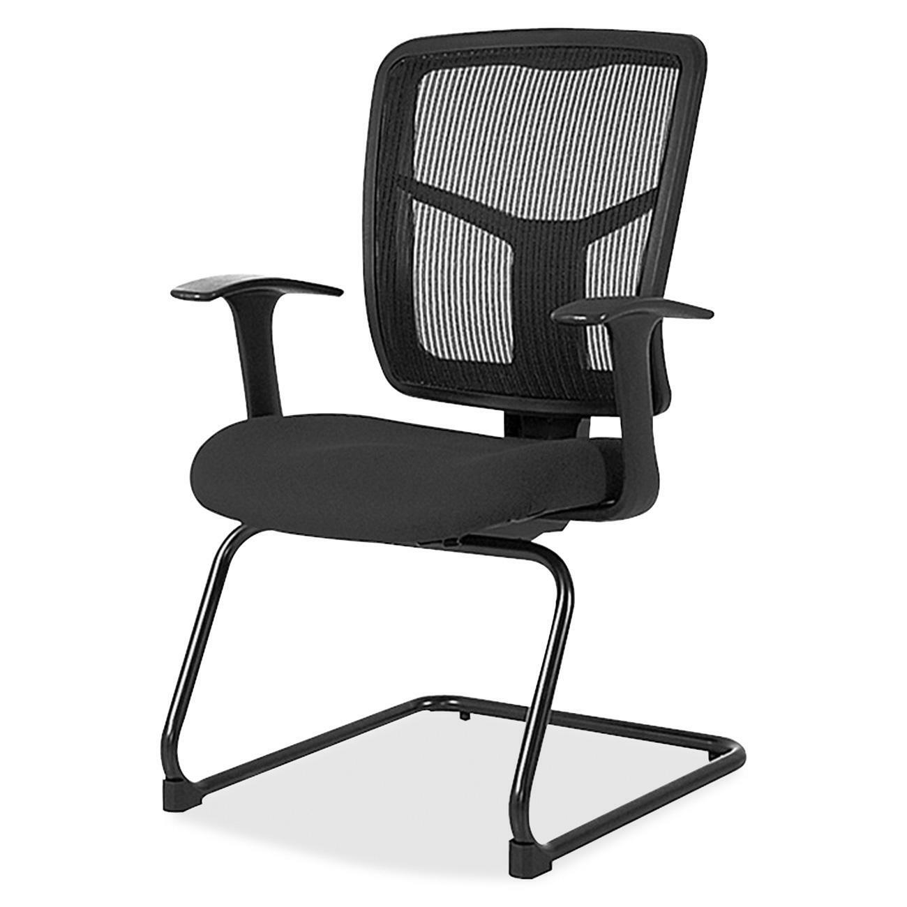Lorell ErgoMesh Series Mesh Back Guest Chair with Arms - Expo Tuexdo Seat Color - Mesh, Fabric Seat Material - Black Back Color - Mesh Back Material - Cantilever Base - Black - 1 Each