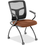 Lorell Mesh Back Nesting Training/Guest Chairs - Canyon Nutmeg Seat Color - Vinyl Seat Material - Black Back Color - Mesh Back Material - Gray Frame Color - Metal Frame Material - Four-legged Base - Armrest - 2 / Carton