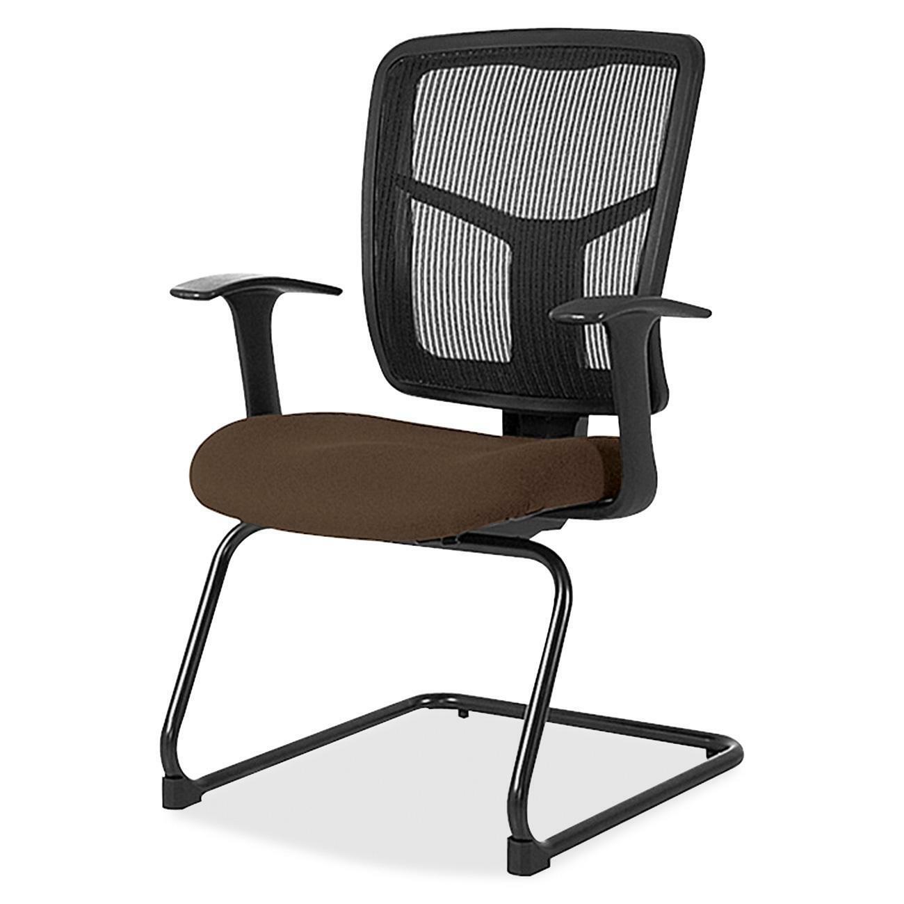 Lorell ErgoMesh Series Mesh Back Guest Chair with Arms - Canyon Mudslide Seat Color - Vinyl, Fabric Seat Material - Black Back Color - Mesh Back Material - Cantilever Base - Armrest - 1 Each