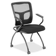 Lorell Mesh Back Nesting Training/Guest Chairs - Expo Tuexdo Seat Color - Fabric Seat Material - Powder Coated Frame Color - Metal Frame Material - Four-legged Base - Black - Mesh - Armrest - 2 / Carton