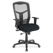 Lorell Executive Mesh High-back Swivel Chair - Insight Ebony Seat Color - Fabric Seat Material - Steel Frame Material - 1 Each