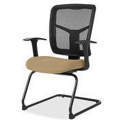 Lorell ErgoMesh Series Mesh Back Guest Chair with Arms - Perfection Beige Seat Color - Mesh, Fabric Seat Material - Black Back Color - Mesh Back Material - Cantilever Base - Black - 1 Each
