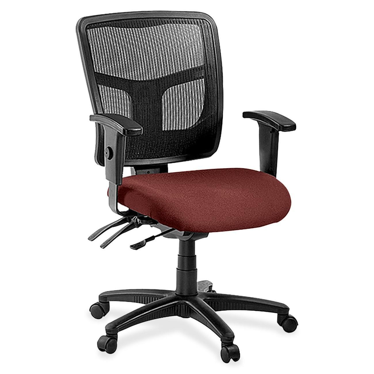 Lorell ErgoMesh Series Managerial Mesh Mid-Back Chair - Fuse Carmine Seat Color - Fabric Seat Material - Black Back Color - Black Frame Color - 5-star Base - Black - 1 Each