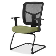 Lorell ErgoMesh Series Mesh Back Guest Chair with Arms - Fuse Cress Seat Color - Mesh, Fabric Seat Material - Black Back Color - Mesh Back Material - Cantilever Base - Black - 1 Each