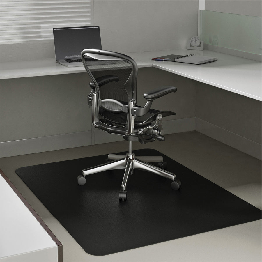 Deflecto EconoMat Chair Mat - Floor, Office, Carpeted Floor, Breakroom - 53" Length x 45" Width - Rectangular - Vinyl - Black - 1 Each
