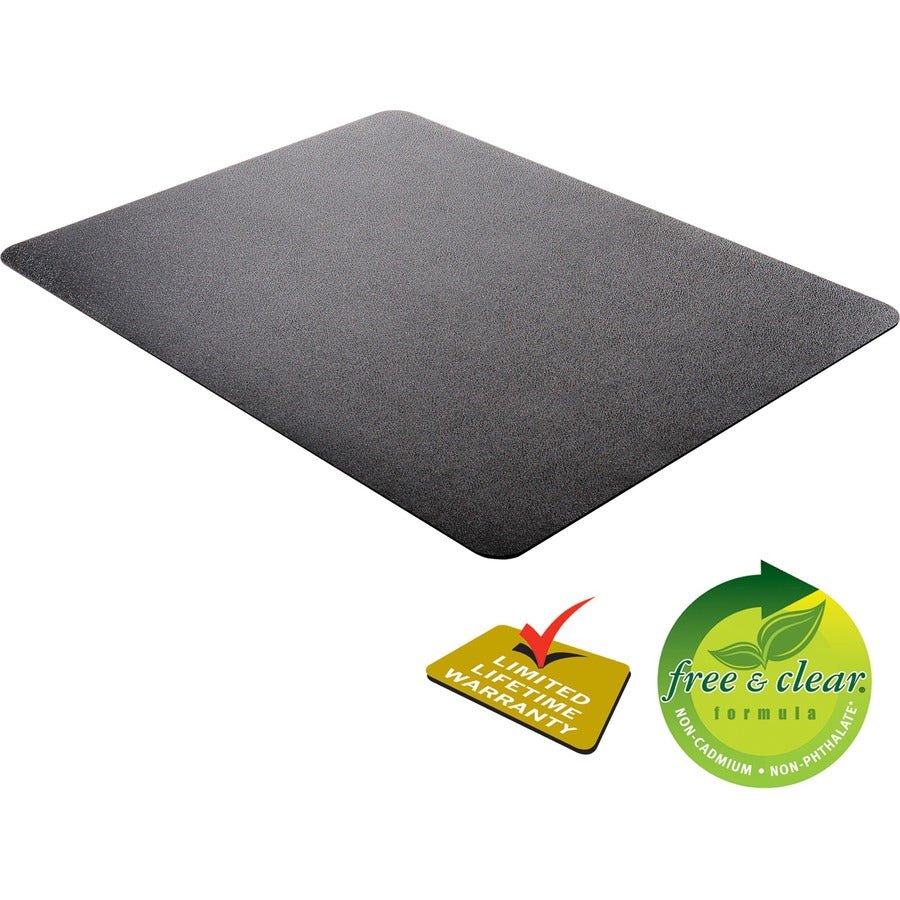 Deflecto EconoMat Chair Mat - Floor, Office, Carpeted Floor, Breakroom - 53" Length x 45" Width - Rectangular - Vinyl - Black - 1 Each