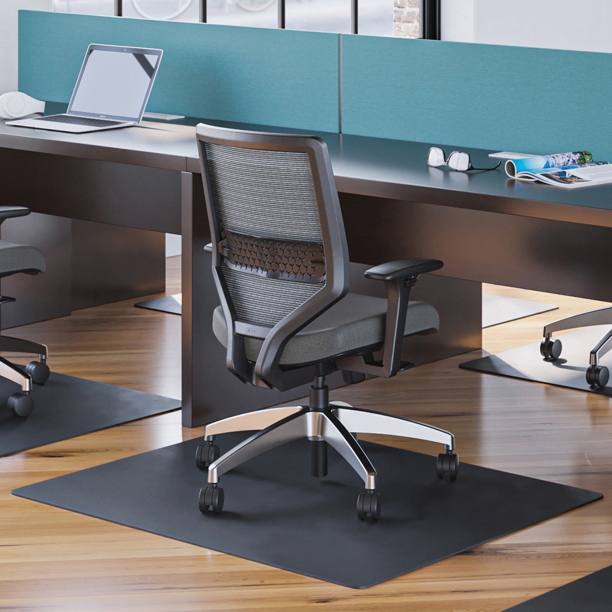 Deflecto Black EconoMat for Hard Floors - Hard Floor - 53" Length x 45" Width - Rectangular - Vinyl - Black - 1 Each